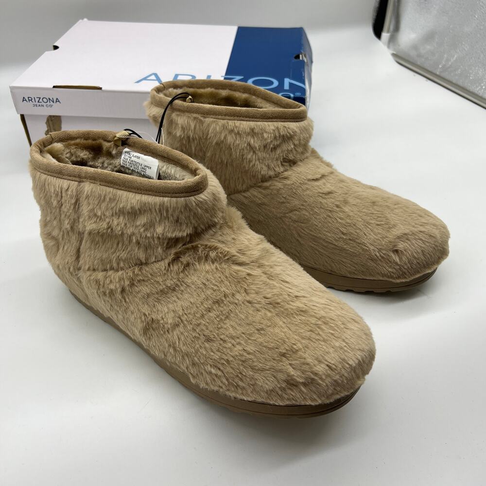 Arizona Jean Co Womens Faux Fur Slater Flat Winter Boots Brown Size 10M